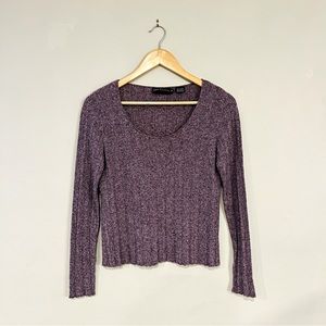 Vintage 90’s 100% SILK long sleeved top, lilac. Medium.